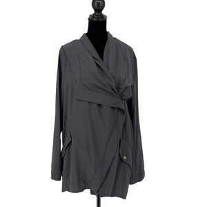 Express Womens Asymmetric Lightweight Oversized Hooded Jacket Gray‎ Small